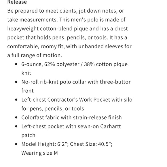 Carhartt Men’s Polo original fit - Picture 10 of 11